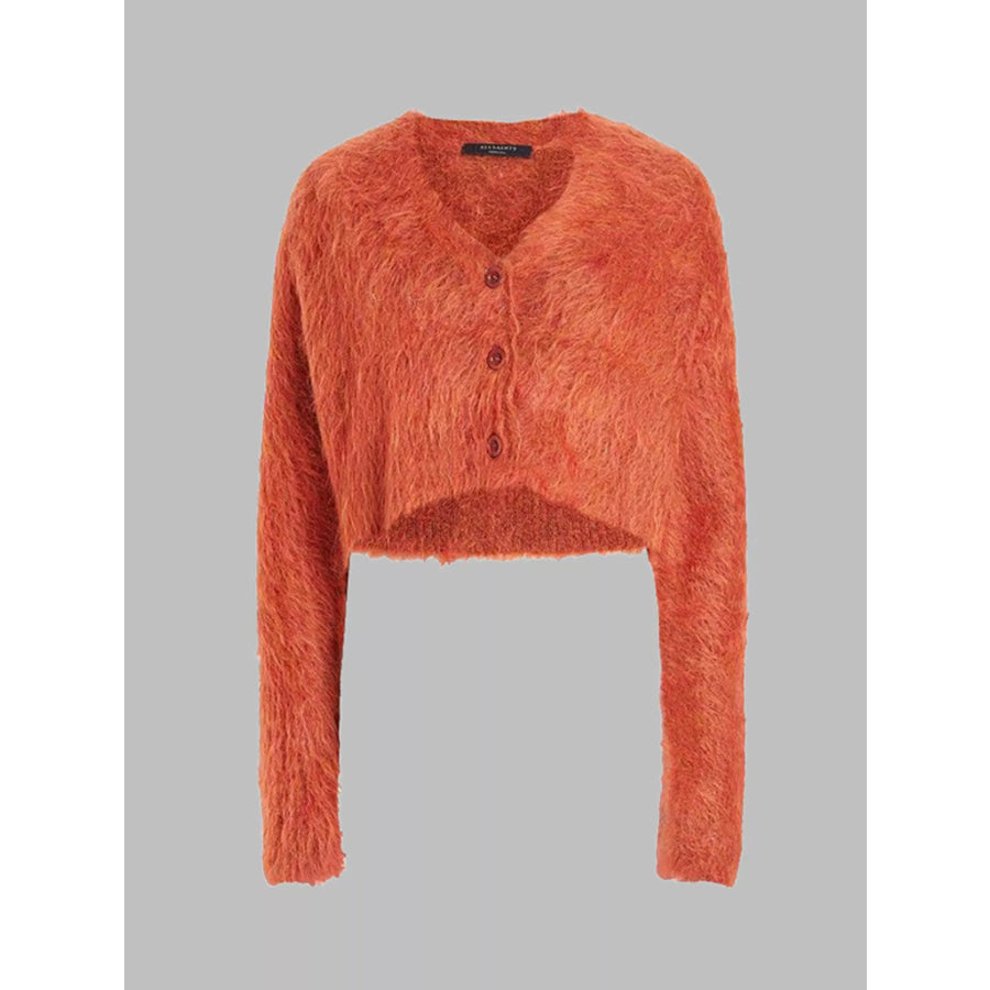 Fluffy Knit Cropped Cardigan Apparel and Accessories