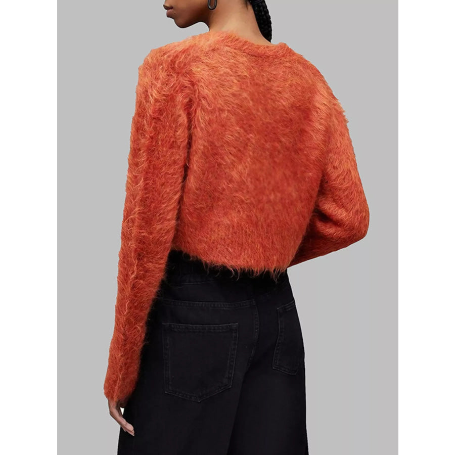 Fluffy Knit Cropped Cardigan Apparel and Accessories