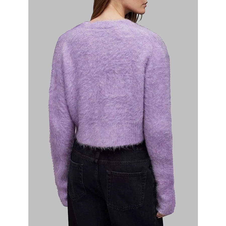 Fluffy Knit Cropped Cardigan Apparel and Accessories