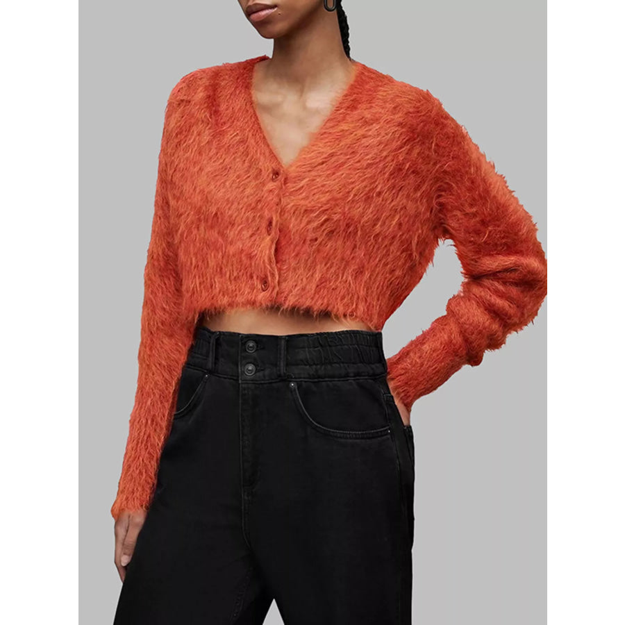 Fluffy Knit Cropped Cardigan Apparel and Accessories