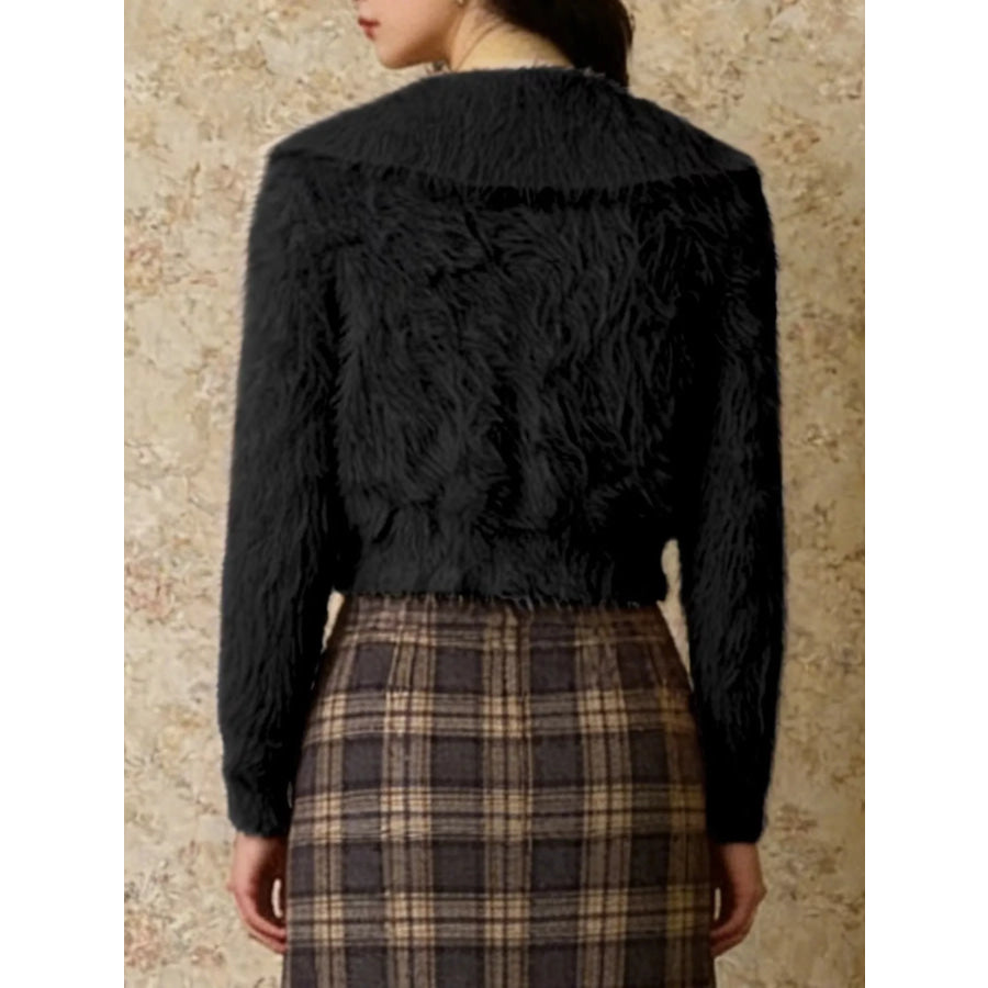 Fluffy Knit Zip-Up Outerwear Apparel and Accessories