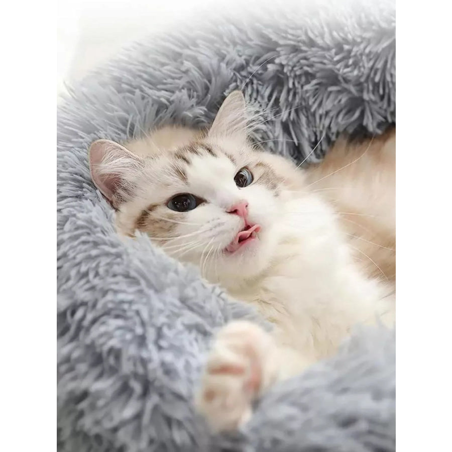 Fluffy Plush Donut Pet Nest Light Gray / S Apparel and Accessories