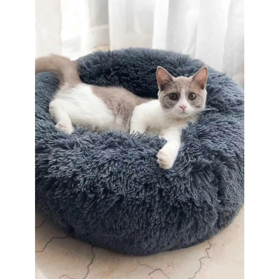 Fluffy Plush Donut Pet Nest Dark Gray / S Apparel and Accessories