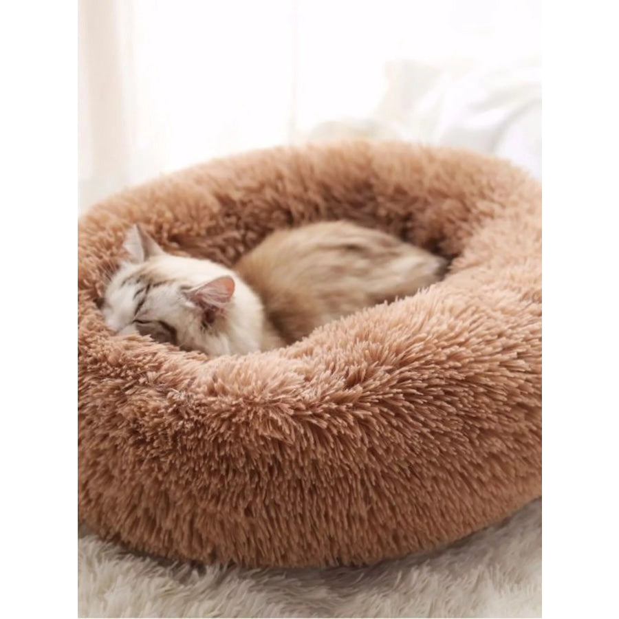 Fluffy Plush Donut Pet Nest Khaki / S Apparel and Accessories