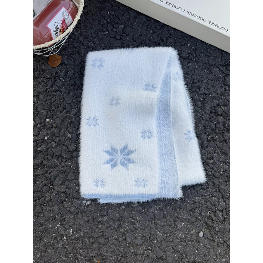 Fluffy Snowflake Pattern Winter Scarf Apparel and Accessories