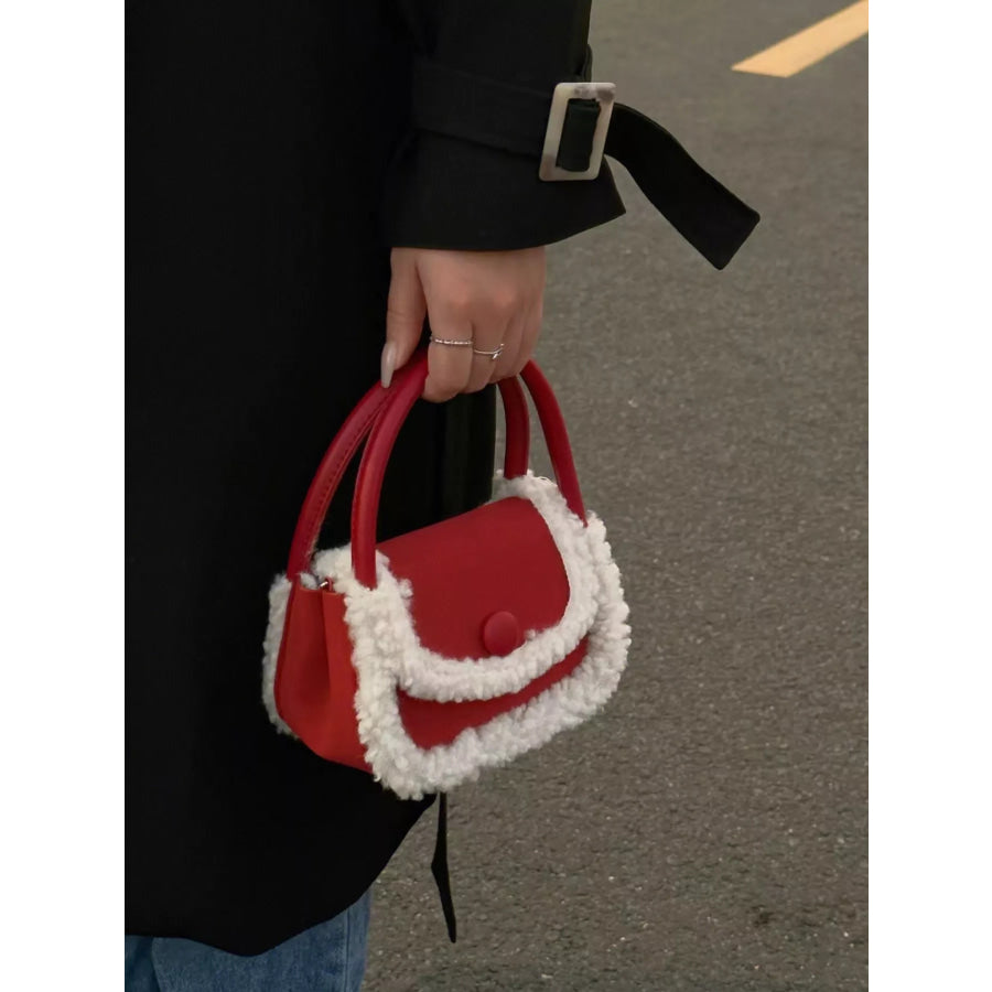 Fluffy Trim Mini Crossbody Bag Apparel and Accessories