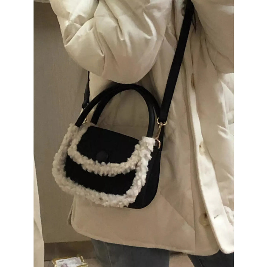 Fluffy Trim Mini Crossbody Bag Apparel and Accessories