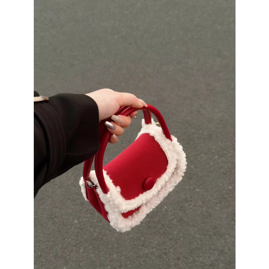 Fluffy Trim Mini Crossbody Bag Apparel and Accessories