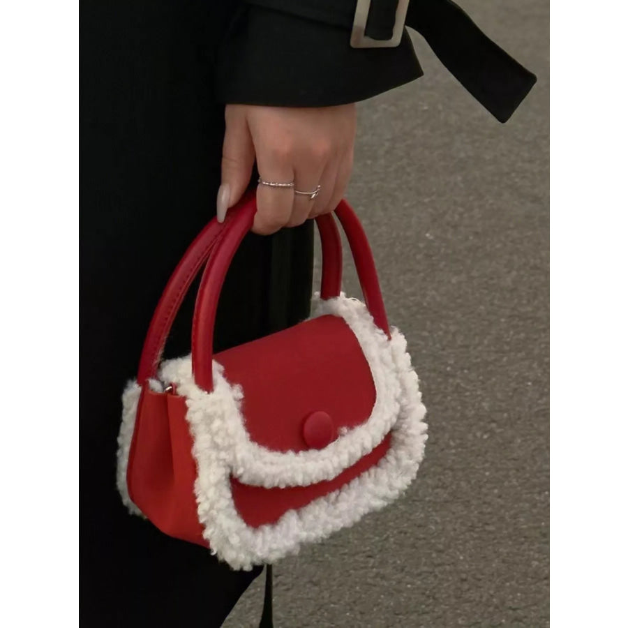 Fluffy Trim Mini Crossbody Bag Apparel and Accessories