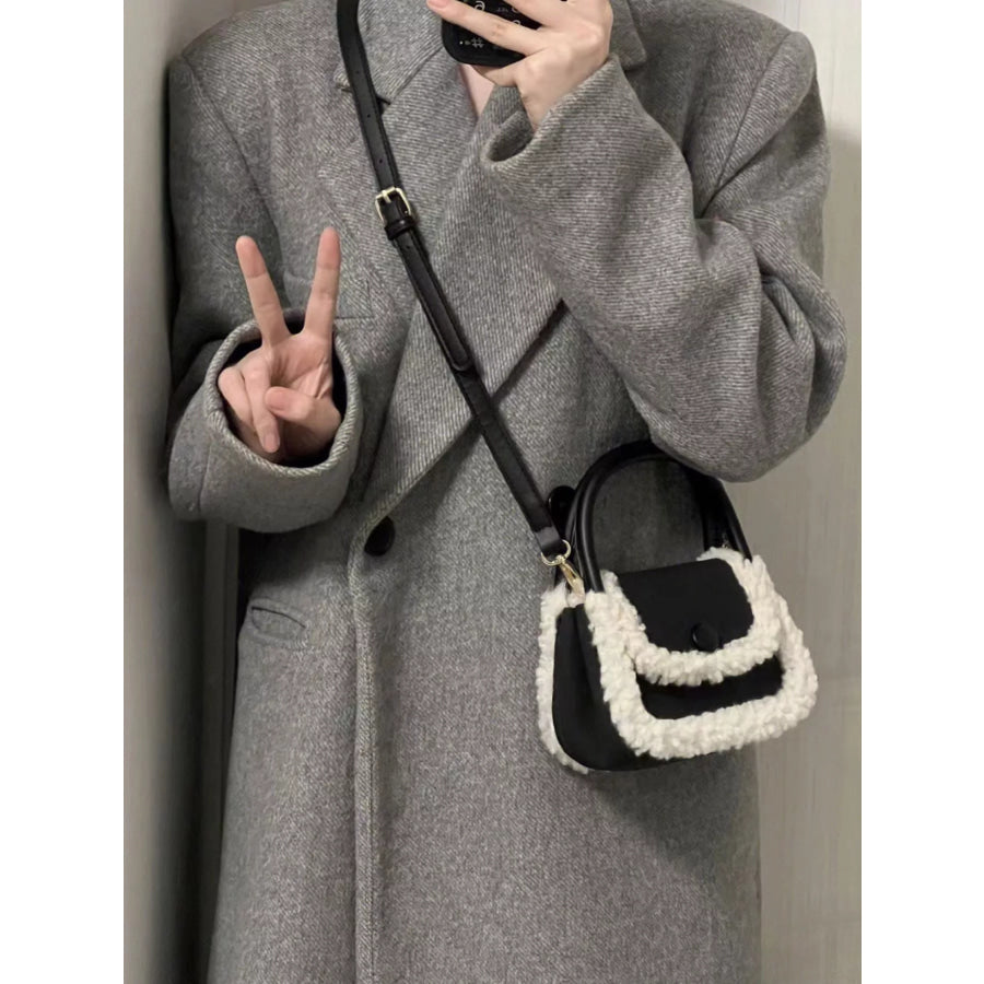 Fluffy Trim Mini Crossbody Bag Apparel and Accessories