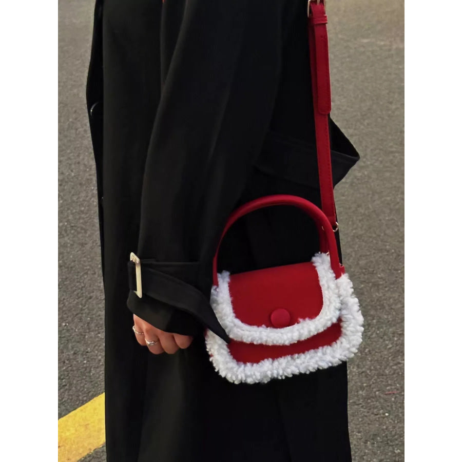 Fluffy Trim Mini Crossbody Bag Apparel and Accessories