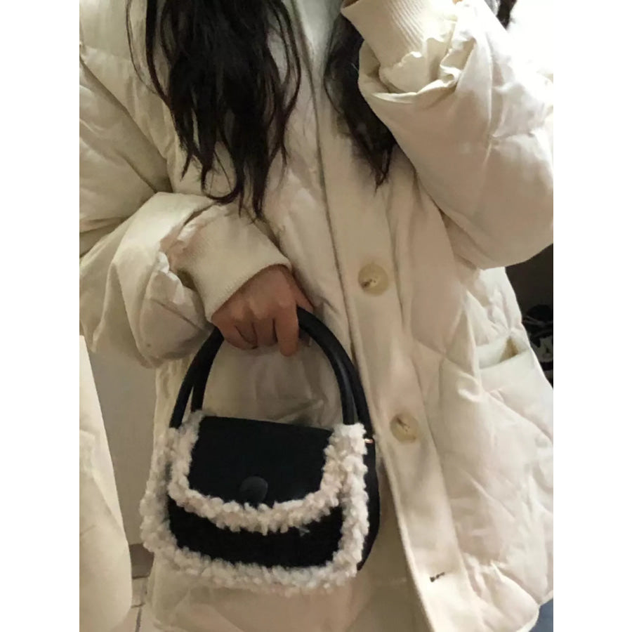 Fluffy Trim Mini Crossbody Bag Apparel and Accessories