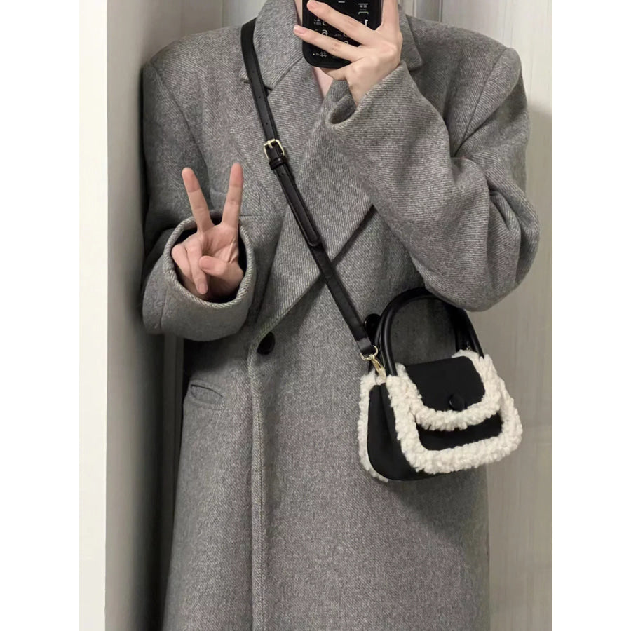 Fluffy Trim Mini Crossbody Bag Black / One Size Apparel and Accessories