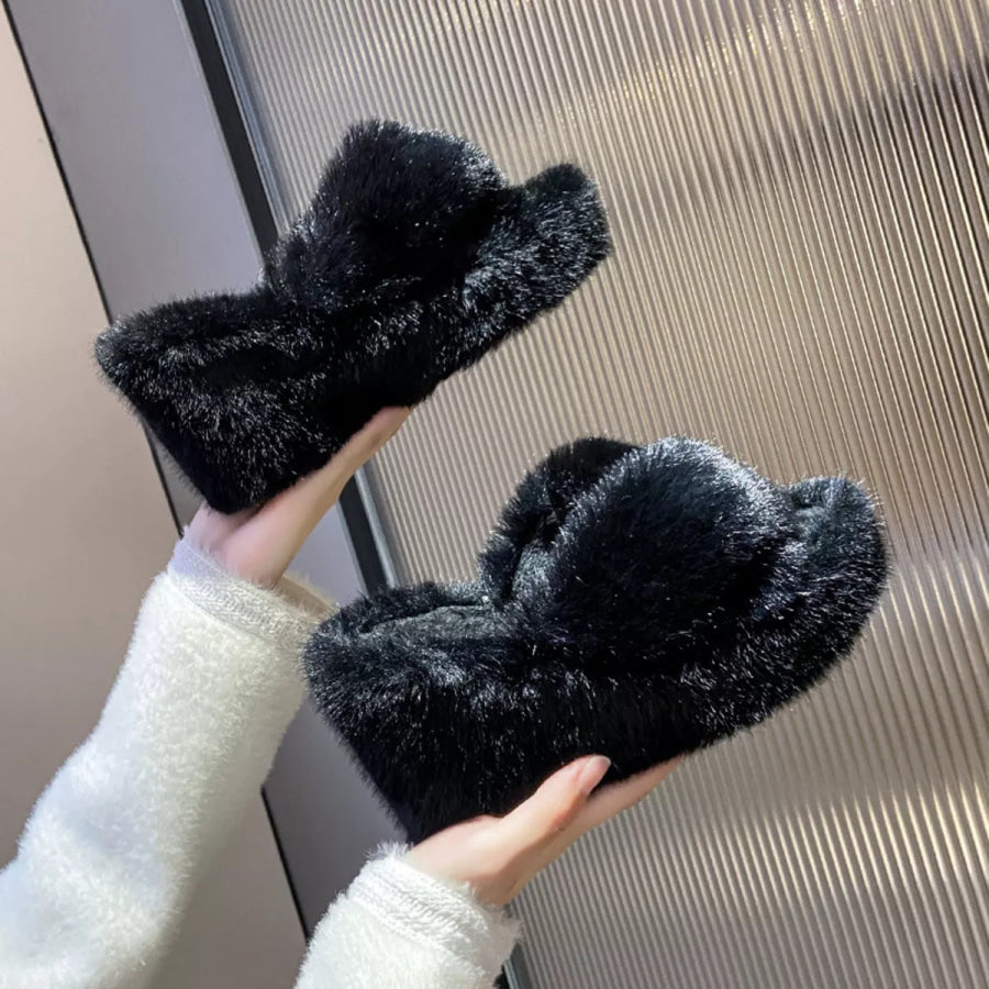 Fluffy Wedge Slippers Apparel and Accessories