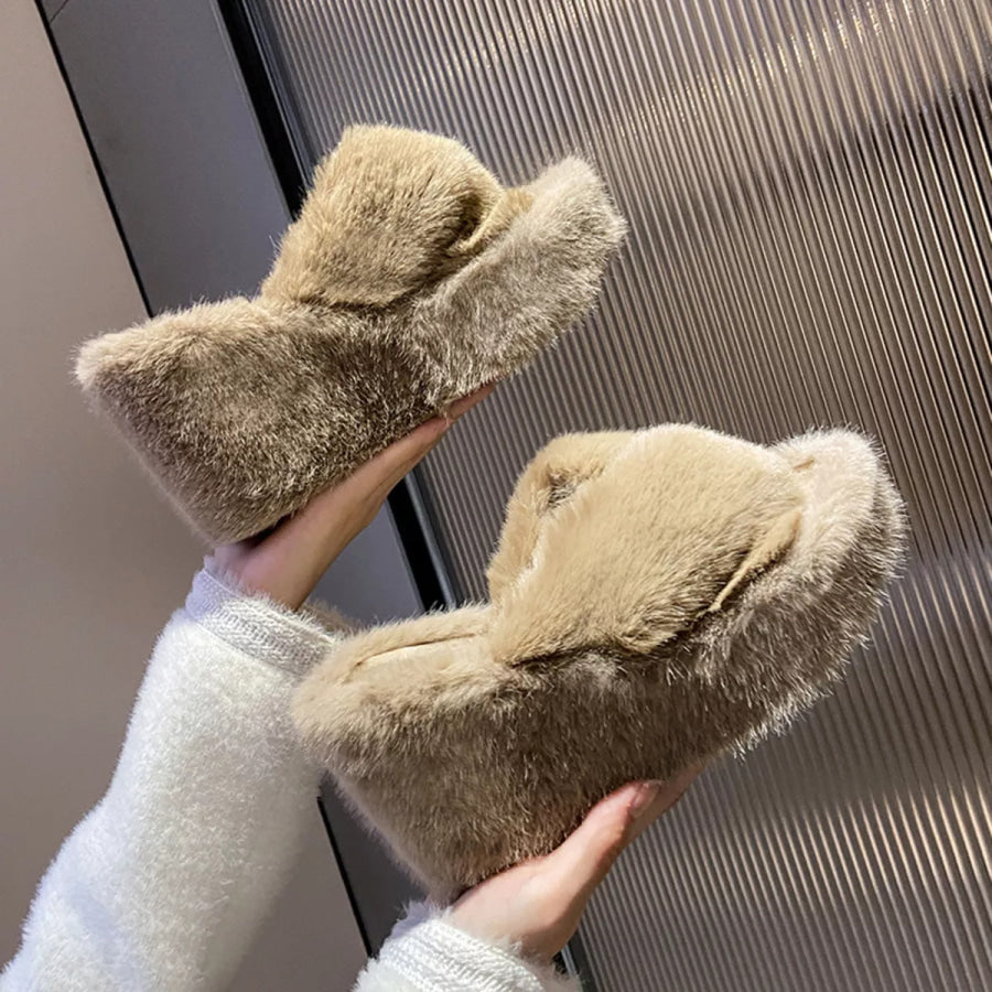 Fluffy Wedge Slippers Apparel and Accessories