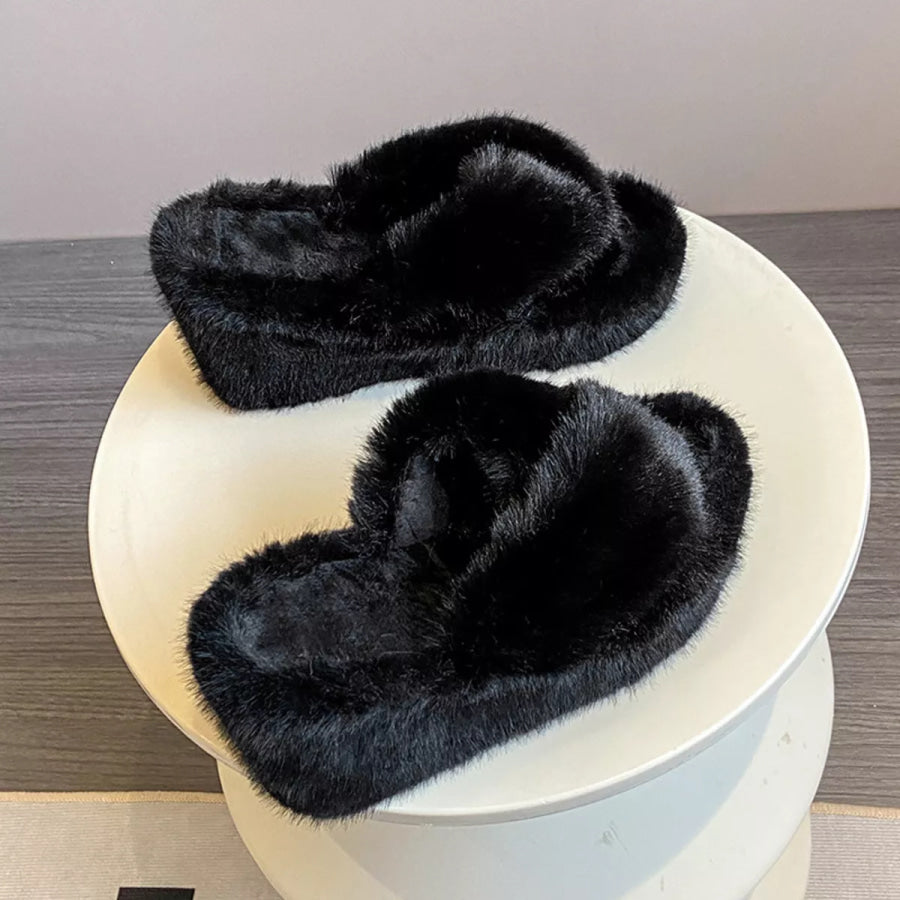 Fluffy Wedge Slippers Apparel and Accessories