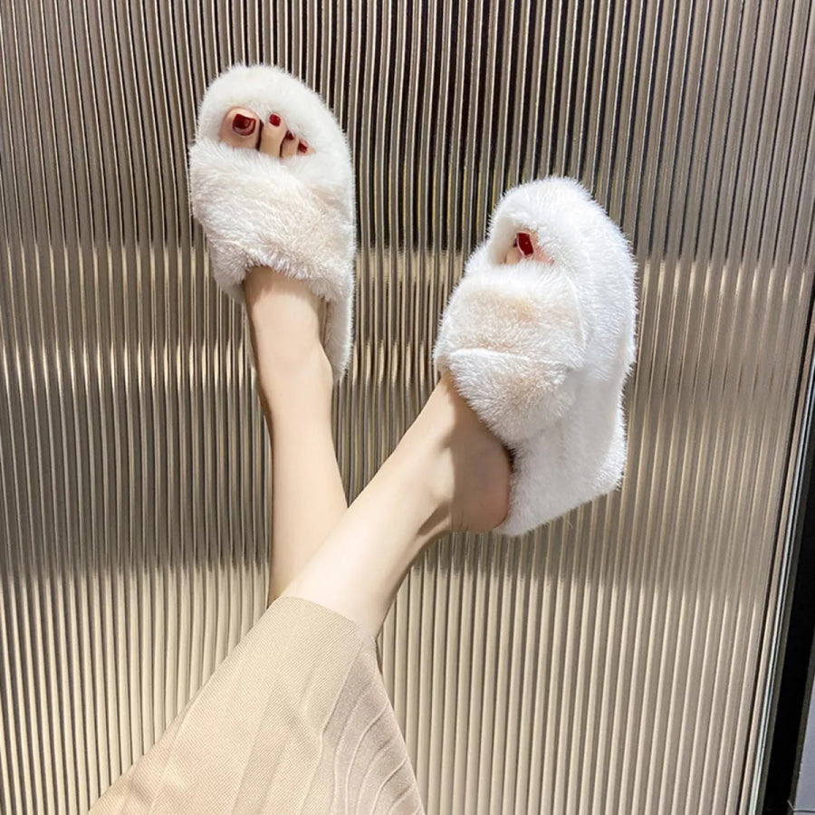 Fluffy Wedge Slippers Apparel and Accessories