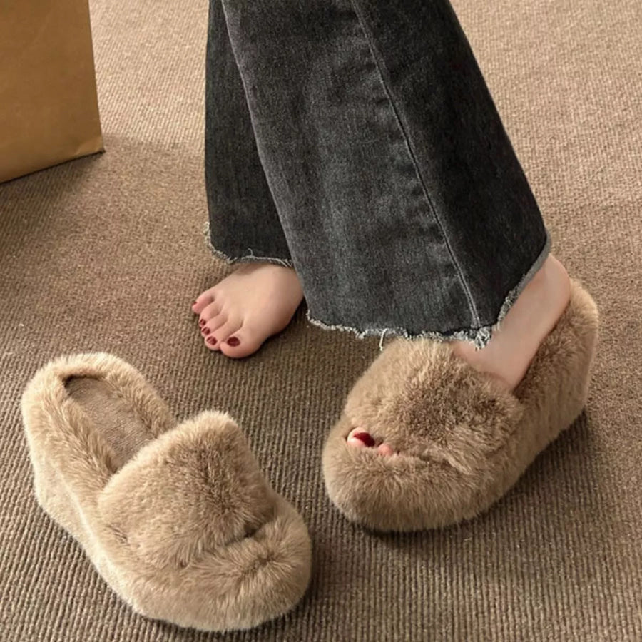Fluffy Wedge Slippers Apparel and Accessories