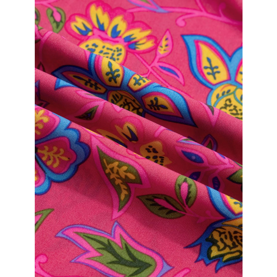 Flutter Sleeve Belted Floral Dress Apparel and Accessories