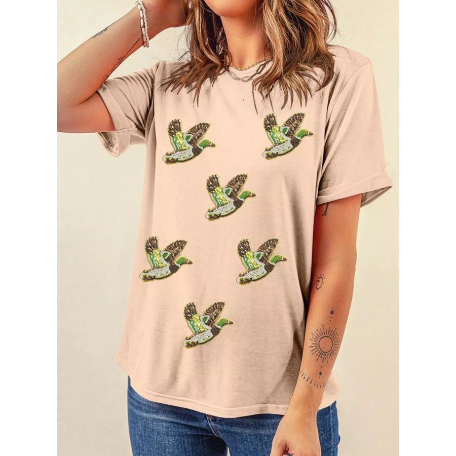 Flying Mallard Sequin Patched Short Sleeve Tee Apparel and Accessories