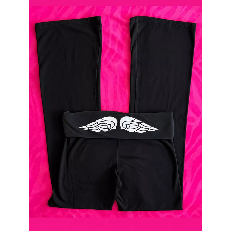 Fold-Over Waist Pants Black 1 / S Apparel and Accessories
