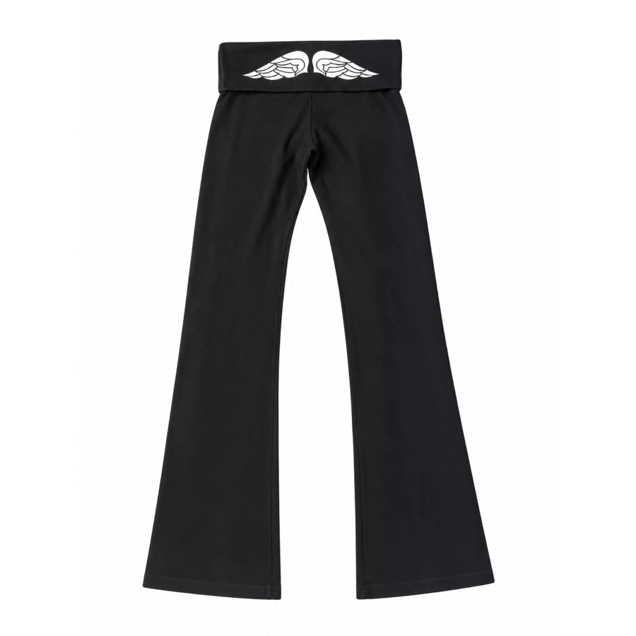 Fold-Over Waist Pants Black 1 / S Apparel and Accessories