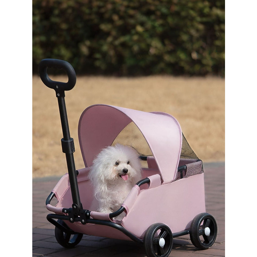 Foldable Pet Stroller Pink With Shed / One Size Apparel and Accessories