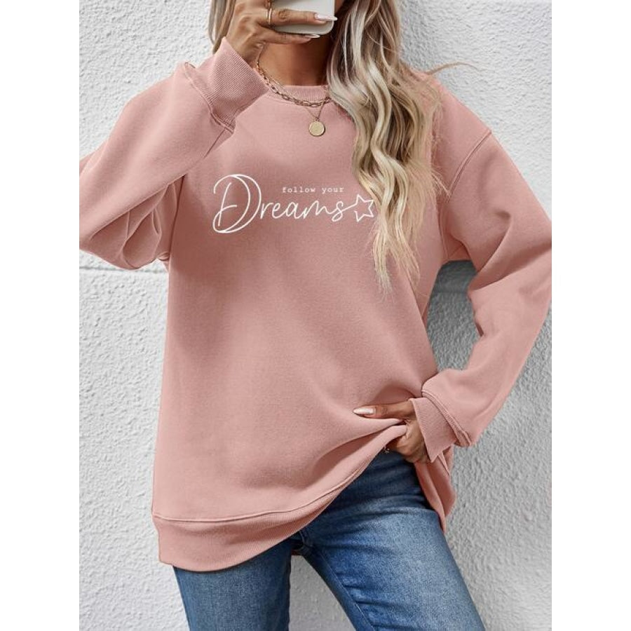 FOLLOW YOUR DREAMS Graphic Sweatshirt Blush Pink / S