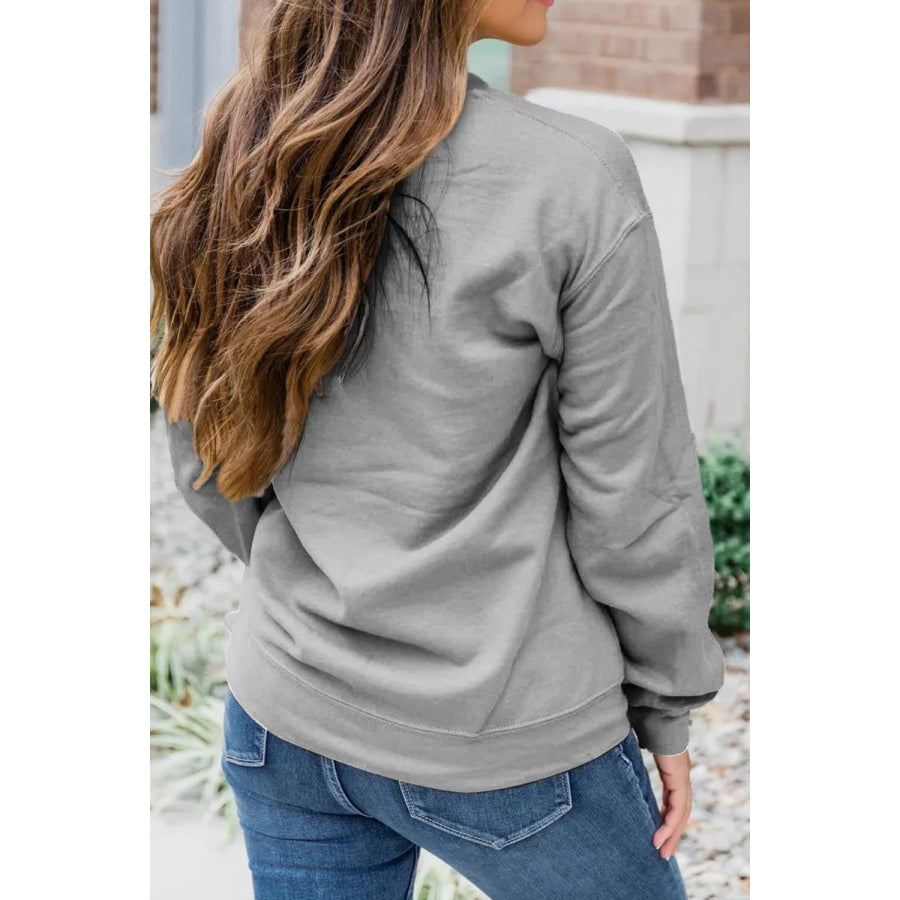 Football Round Neck Long Sleeve Sweatshirt Gray / S Apparel and Accessories