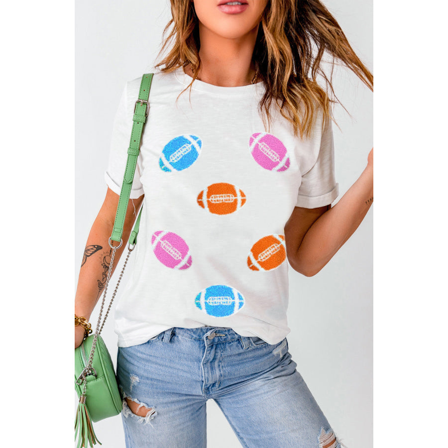 Football Round Neck Short Sleeve T-Shirt Apparel and Accessories