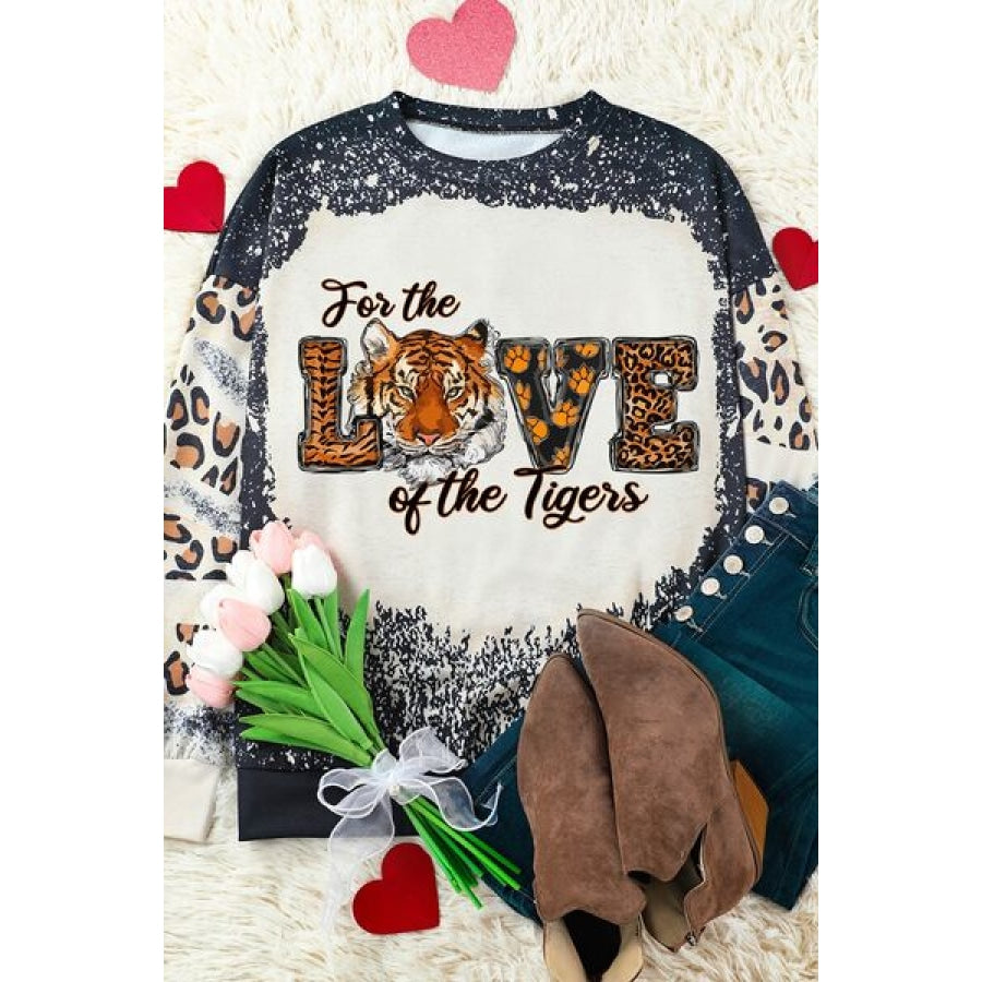 FOR THE LOVE OF THE TIGERS Leopard Round Neck Sweatshirt Clothing