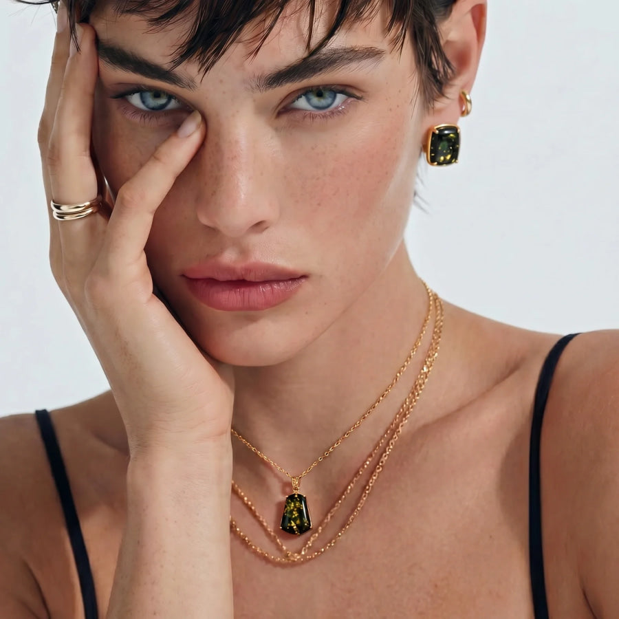 Forest Gold Amber Set by Sandee Rain Boutique Necklaces