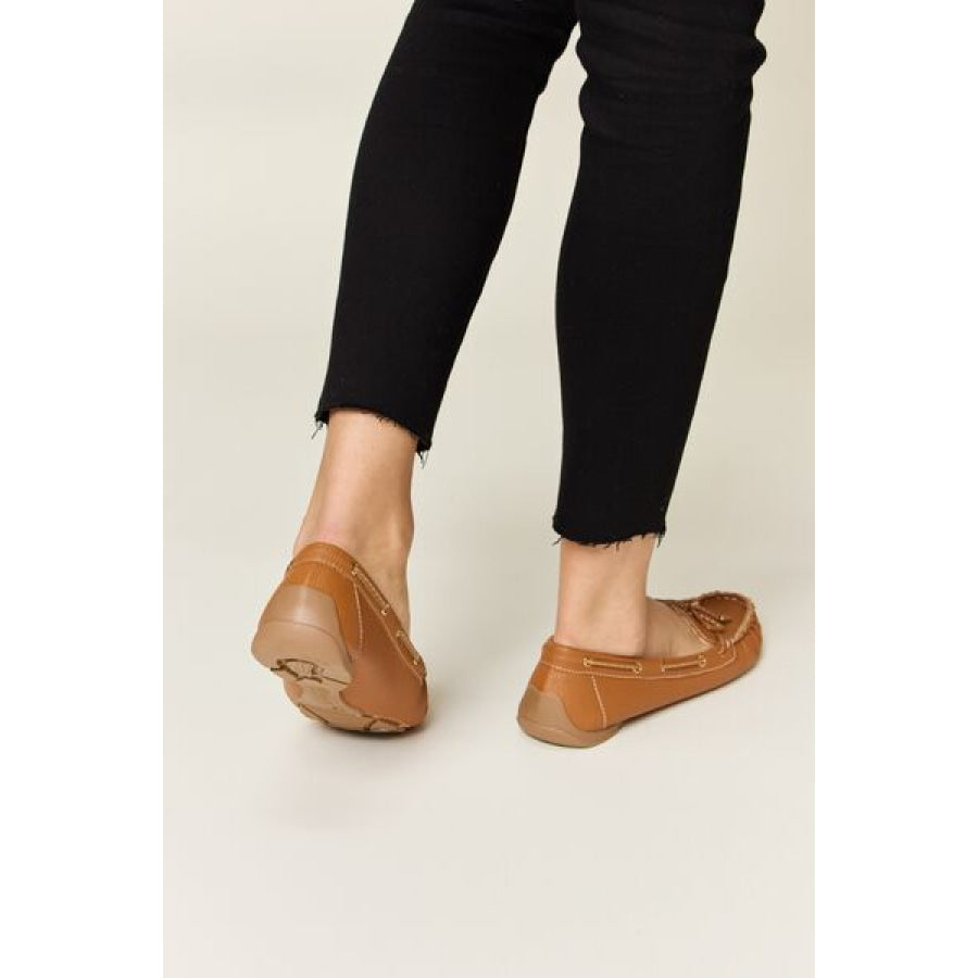 Forever Link Bow Decor Flat Loafers TAN / 6 Apparel and Accessories