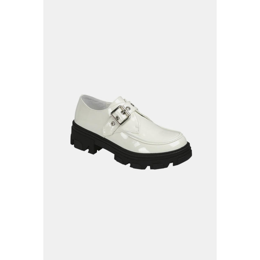 Forever Link Buckled Platform Lug Sole Loafers White / 6 Apparel and Accessories