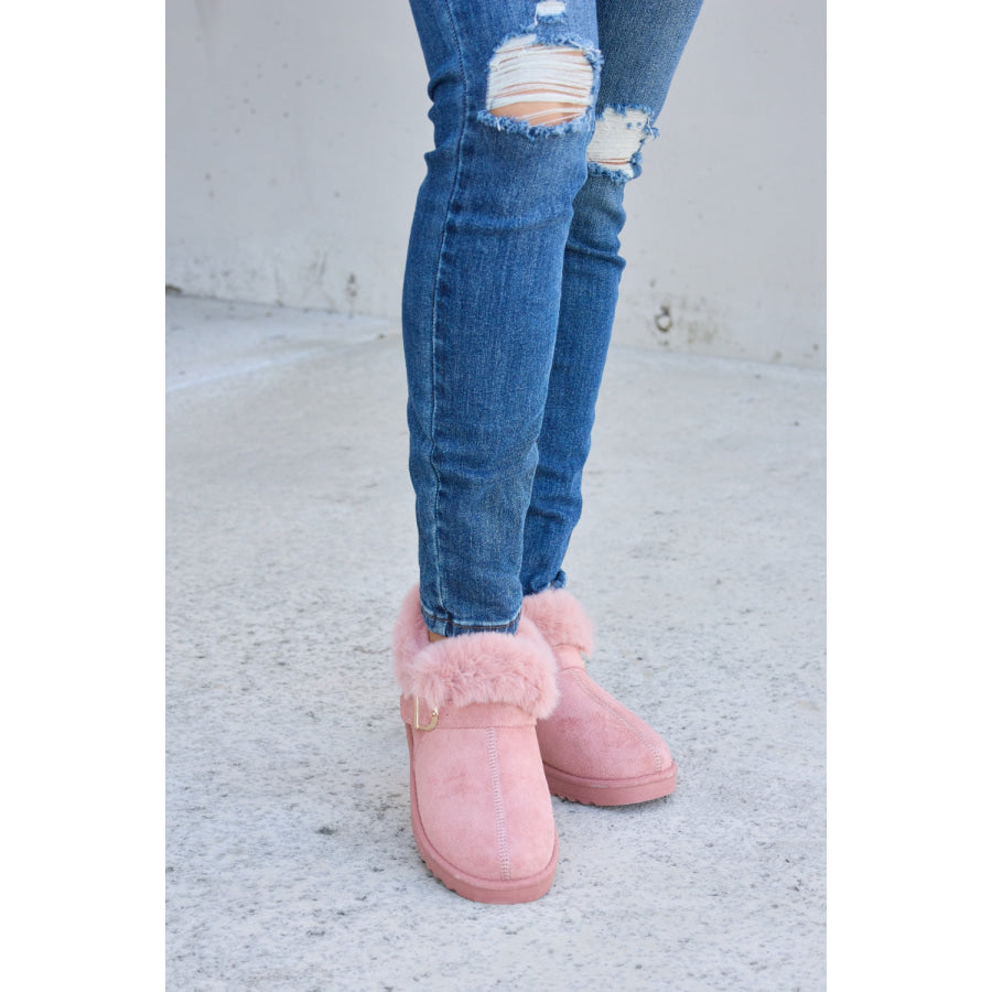 Forever Link Furry Chunky Thermal Ankle Boots PINK / 6 Apparel and Accessories