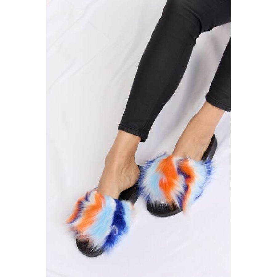 Forever Link Plush Open - Toe Sandals BLUE MULTI / 5 Apparel and Accessories