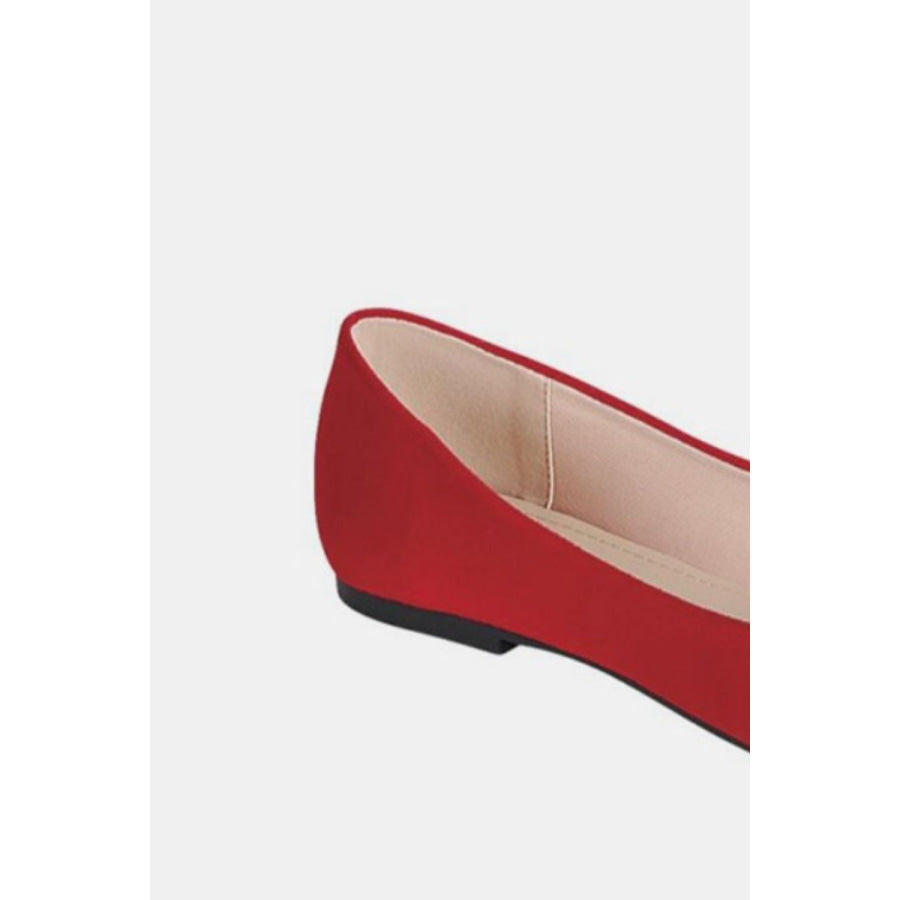 Forever Link Pointy Toe Slip On Flat Loafers Red / 6 Apparel and Accessories