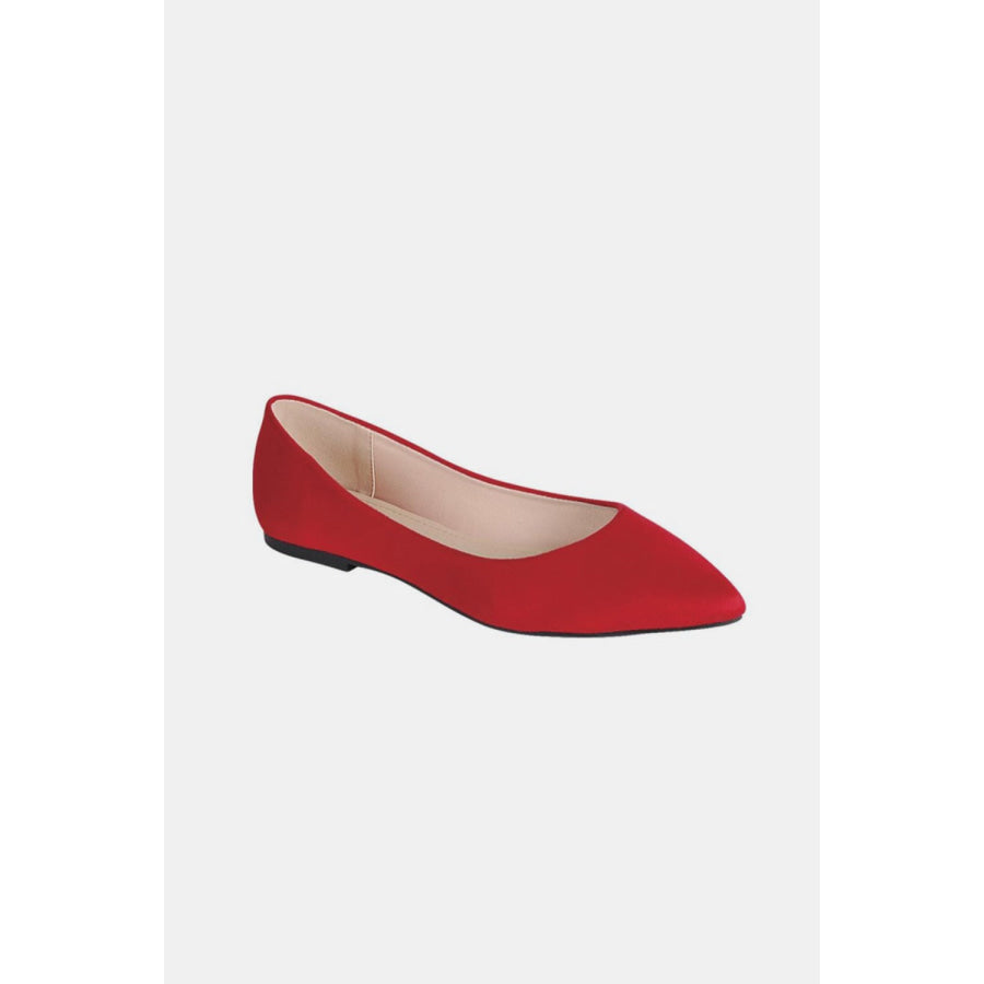 Forever Link Pointy Toe Slip On Flat Loafers Red / 6 Apparel and Accessories