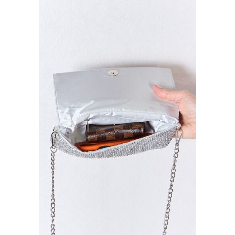 Forever Link Rhinestone Crossbody Bag SILVER / One Size Apparel and Accessories