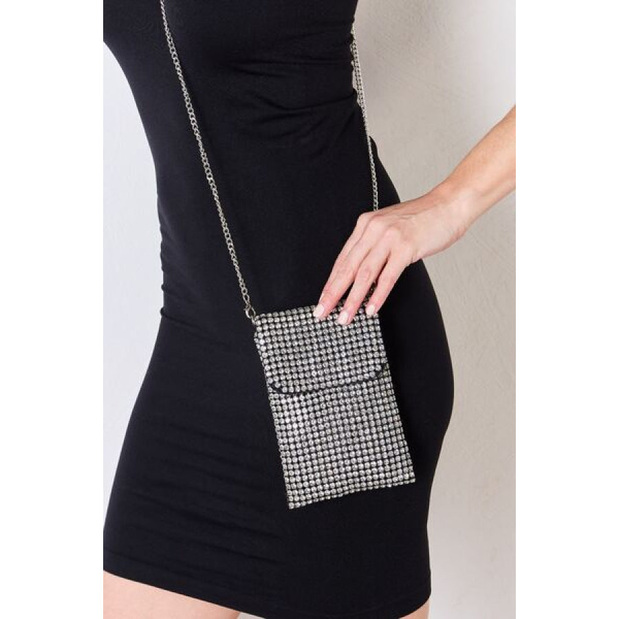 Forever Link Rhinestone Mini Crossbody Bag SILVER / One Size Apparel and Accessories