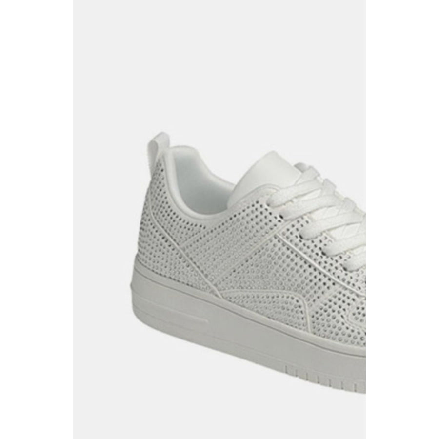 Forever Link Rhinestone Platform Flat Sneakers White / 6 Apparel and Accessories