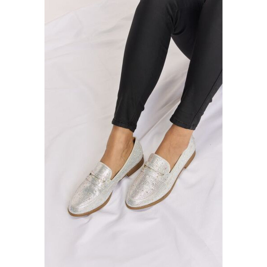 Forever Link Rhinestone Point Toe Loafers SILVER / 6 Apparel and Accessories