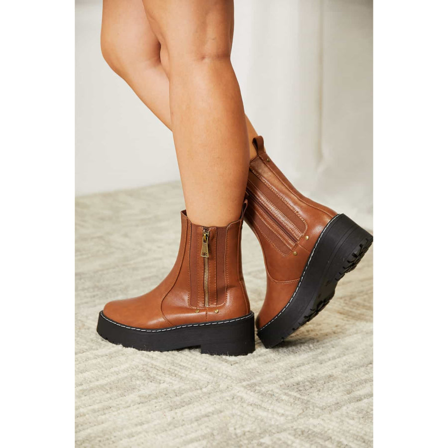 Forever Link Side Zip Platform Boots footwear