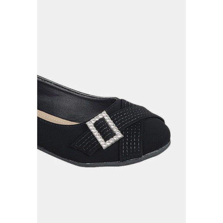 Forever Link Slip On Rhinestone Buckle Ballet Flats Apparel and Accessories