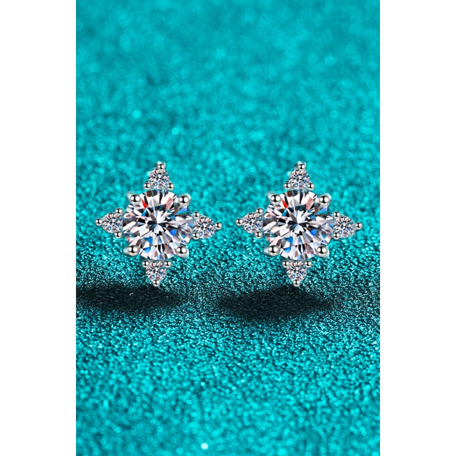 Four Leaf Clover 2 Carat Moissanite Stud Earrings Silver / One Size