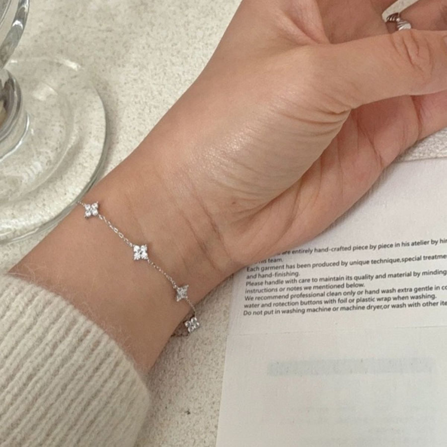 Four-Leaf Clover Charm Bracelet Silver / One Size Apparel and Accessories