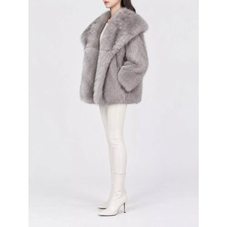 Fox Fur Collar Winter Outerwear Apparel and Accessories