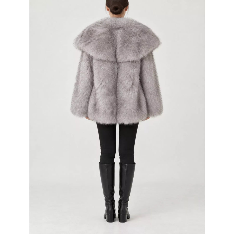 Fox Fur Collar Winter Outerwear Apparel and Accessories
