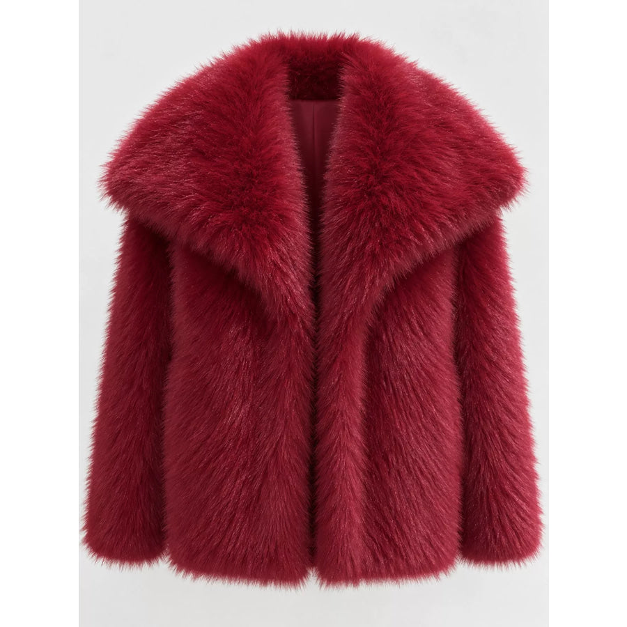 Fox Fur Collar Winter Outerwear Burgundy-Oversized / XS Apparel and Accessories