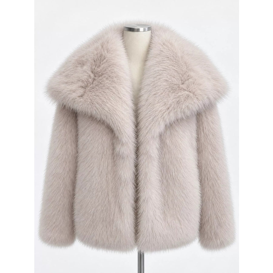 Fox Fur Collar Winter Outerwear Light Pink-Oversized / XS Apparel and Accessories